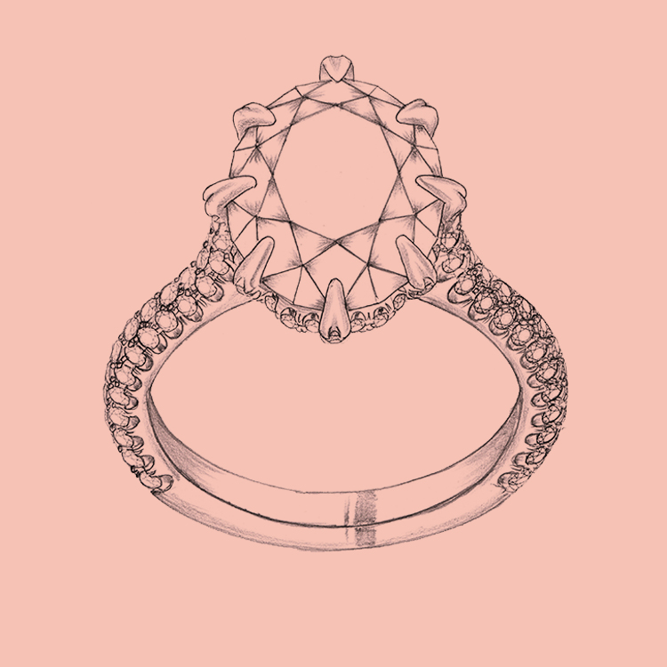 Custom diamond ring concept sketch