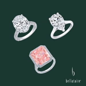 Three custom Bellataire diamond rings