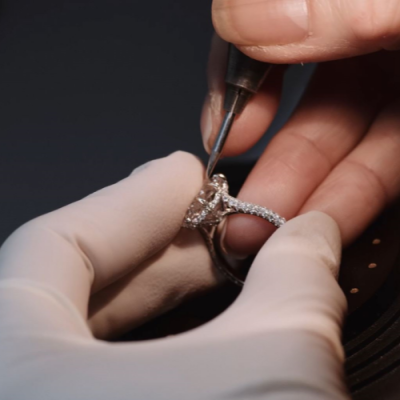 Jeweler checking a custom diamond ring